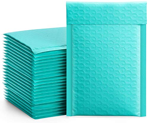 Switory 50 sobres acolchados de 10,2 x 17,7 cm, 10,2 x 17,7 cm, sobres acolchados a granel # 000, bolsas de polimodiler, con forro de burbujas, para envío, correo electrónico, color verde azulado