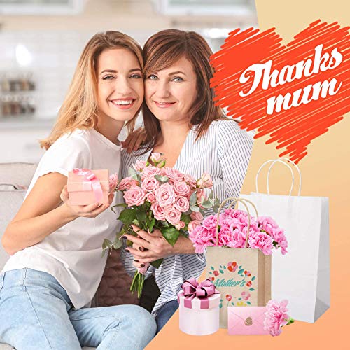 Switory Bolsa de papel Kraft de 50 piezas, bolsa de regalo de compras blanca de 13x9,5x20cm con asas retorcidas para el favor de la fiesta, embalaje, personalización, transporte, venta al por menor