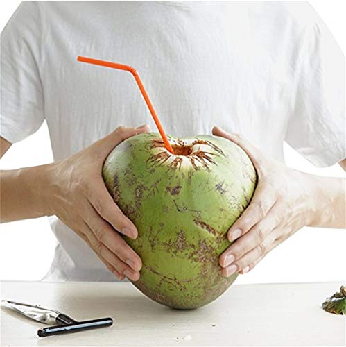 SyeRum Cuchilla de coco, abridor de coco, de acero inoxidable con mango de madera resistente para herramientas abiertas de agua de coco verde fresca.