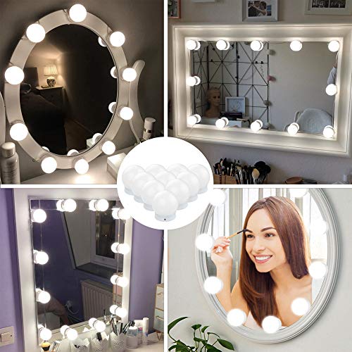 Sylvwin Luces de Espejo de Maquillaje,Luces de espejo de Vanidad Estilo Hollywood con 5 Modos de Color y 10 Bombillas LED Regulables,Luces de Espejo para Tocador (sin Adaptador, sin Espejo)