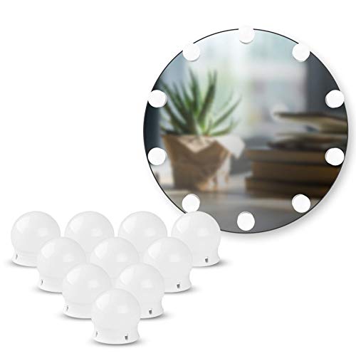 Sylvwin Luces de Espejo de Maquillaje,Luces de espejo de Vanidad Estilo Hollywood con 5 Modos de Color y 10 Bombillas LED Regulables,Luces de Espejo para Tocador (sin Adaptador, sin Espejo)