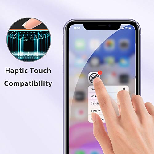 Syncwire [3 Piezas] Protector Pantalla Compatible con iPhone 11 / XR, Cristal Templado para iPhone 11 / XR, Soporta 3D Touch, Dureza 9H, 6X más Fuerte, Marco para la Instalación, Sin Burbujas