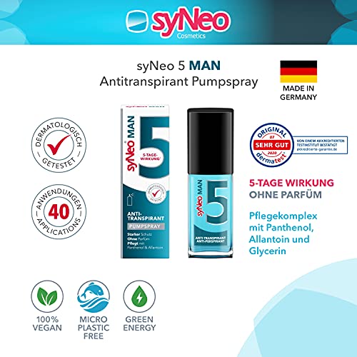 syNeo 5 MAN Antitranspirante Spray para hombres, Desodorante contra sudor fuerte, 1 unidad (1 x 30 ml)