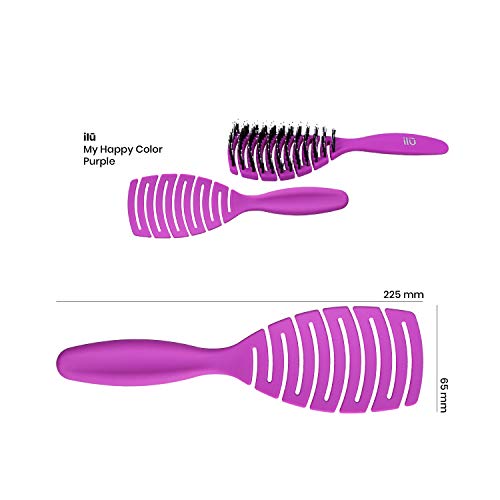T4B Ilu My Happy Color Cepillo Desenredante Ventilado, Antiestático, sin Tirones, Evita Rotura y Pérdida del Cabello, Peinado Fácil e Indoloro, Color Violeta