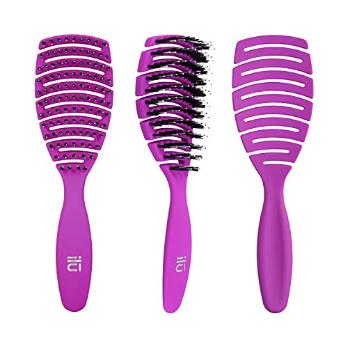 T4B Ilu My Happy Color Cepillo Desenredante Ventilado, Antiestático, sin Tirones, Evita Rotura y Pérdida del Cabello, Peinado Fácil e Indoloro, Color Violeta
