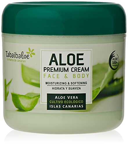 TABAIBALOE Crema Aloe Vera Premium Crema de Aloe Vera para Cara y Cuerpo, 300 ml X 4 Unidades, 1200 Mililitros