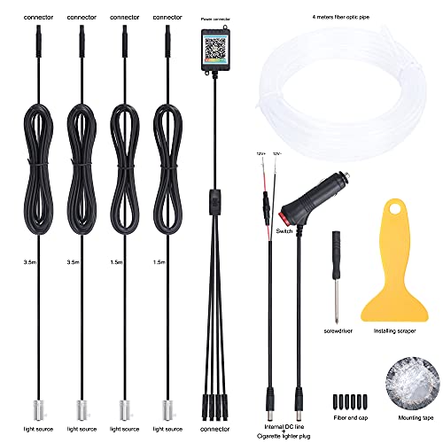 TABEN - Kit de iluminación LED para Interior de Coche con 8 Colores, Impermeable, Ambiente Interior neón Tira de Luces para Coche 1 W CC 12 V (1 Juego)