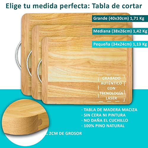 Tabla de cortar PERSONALIZADA con el Nombre Que tú Quieras, Hecho de madera 100% Natural tabla de corte cocina regalos personalizados Día de la Madre, Día del padre (TE QUESO, MEDIANA)