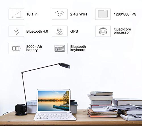 Tablet 10 Pulgadas con 4GB RAM 64GB ROM Android 10 YESTEL Tablet con Teclado, Ampliables hasta 128GB/Pantalla HD IPS/Doble SIM Lte/Wi-Fi/8000mAh Batería, Color Plata