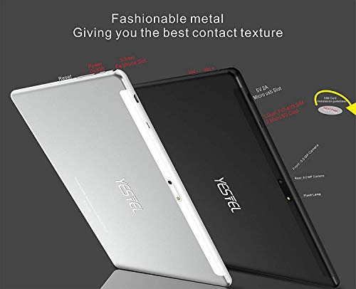 Tablet 10 Pulgadas con 4GB RAM 64GB ROM Android 10 YESTEL Tablet con Teclado, Ampliables hasta 128GB/Pantalla HD IPS/Doble SIM Lte/Wi-Fi/8000mAh Batería, Color Plata