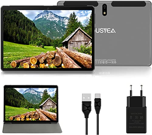 Tablet 10.1 Pulgadas Android 10.0 Tableta Ultra-Portátiles - RAM 4GB | 64GB Expandible (Certificación Google GMS) -JUSYEA - Batería de 8000mAh- WiFi - Cubierta - Gris