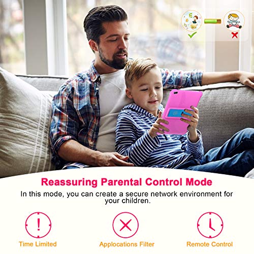 Tablet qunyiCO Android 10.0 GO, para niños, 7 Pulgadas 32GB Cámara WiFi 2GB RAM Pantalla táctil HD 1024 * 600 Funda a Prueba de niños Control Parental Aprendizaje Google Certified Playstore (Rosado)