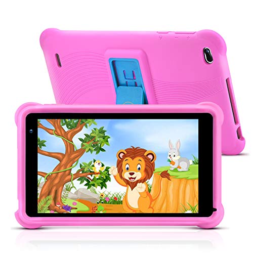 Tablet qunyiCO Android 10.0 GO, para niños, 7 Pulgadas 32GB Cámara WiFi 2GB RAM Pantalla táctil HD 1024 * 600 Funda a Prueba de niños Control Parental Aprendizaje Google Certified Playstore (Rosado)