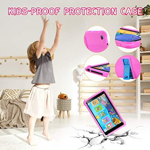 Tablet qunyiCO Android 10.0 GO, para niños, 7 Pulgadas 32GB Cámara WiFi 2GB RAM Pantalla táctil HD 1024 * 600 Funda a Prueba de niños Control Parental Aprendizaje Google Certified Playstore (Rosado)