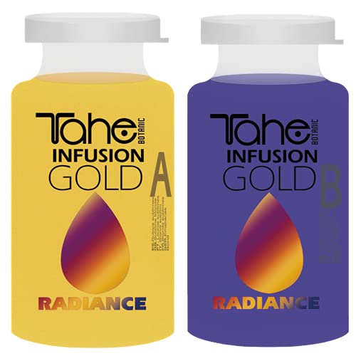 Tahe, 12073173, Infusion Gold Radiance Tratamiento Iluminador de Cabellos Rubios y Mechados con Oro Líquido y Keratin Pura, 2 x 10 ml
