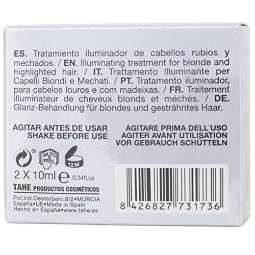 Tahe, 12073173, Infusion Gold Radiance Tratamiento Iluminador de Cabellos Rubios y Mechados con Oro Líquido y Keratin Pura, 2 x 10 ml