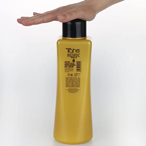Tahe Botanic Gold Emulsión Tratante/Crema Reveladora del Color con Keratina Triónica, Oro Líquido y Células Madre, 1000 ml