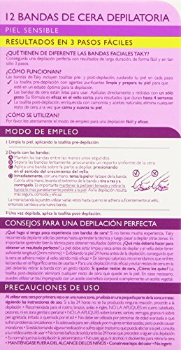 TAKY Sensaciones bandas de cera depilatorias faciales caja 12 uds