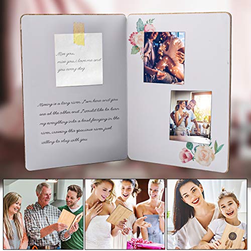 Tarjeta de Felicitación de Madera, Tarjeta de Felicitación, Tarjeta Felicitacion Hecha a Mano, con Sobres, las Mejores Ideas para Regalos para Cumpleaños, Bodas, san Valentín y Aniversarios (E)
