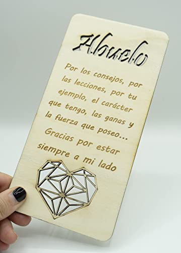 Tarjeta de madera para el abuelo, porque aún siendo abuelos, se siguen comportando como padres. Día del padre, tarjeta de cumpleaños. Regalo para el abuelo
