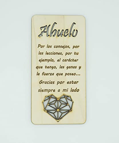 Tarjeta de madera para el abuelo, porque aún siendo abuelos, se siguen comportando como padres. Día del padre, tarjeta de cumpleaños. Regalo para el abuelo