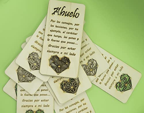 Tarjeta de madera para el abuelo, porque aún siendo abuelos, se siguen comportando como padres. Día del padre, tarjeta de cumpleaños. Regalo para el abuelo