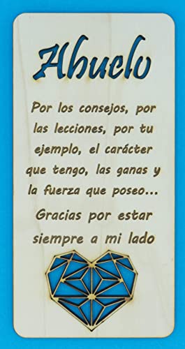 Tarjeta de madera para el abuelo, porque aún siendo abuelos, se siguen comportando como padres. Día del padre, tarjeta de cumpleaños. Regalo para el abuelo