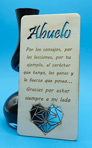 Tarjeta de madera para el abuelo, porque aún siendo abuelos, se siguen comportando como padres. Día del padre, tarjeta de cumpleaños. Regalo para el abuelo