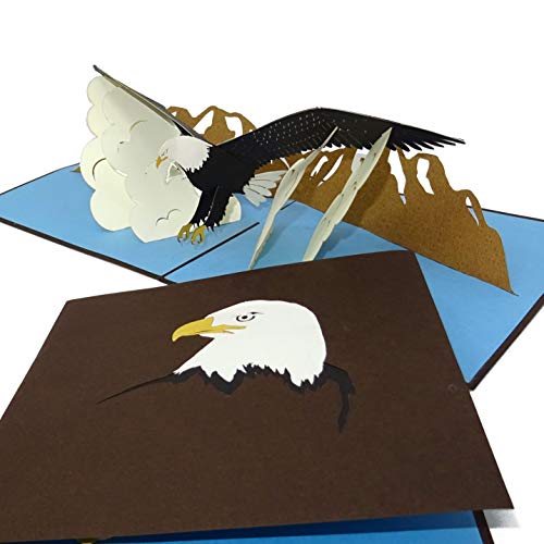 Tarjeta pop up con diseño de águila, Eagle's Wings, tarjeta de cumpleaños y tarjeta de invitación en 3D con sobre, como regalo, cupón e invitación para cumpleaños, viajes de Estados Unidos y América
