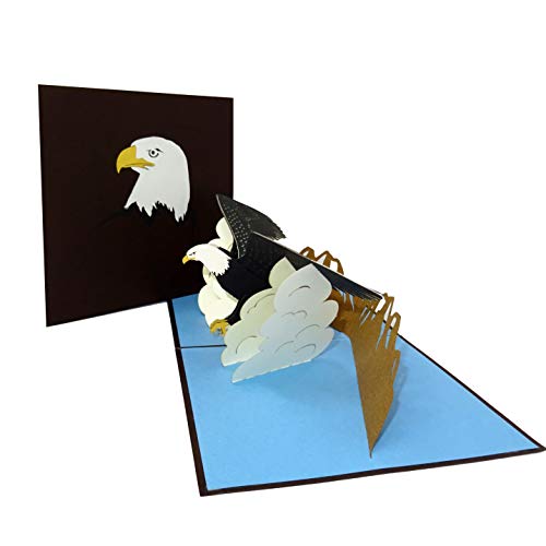 Tarjeta pop up con diseño de águila, Eagle's Wings, tarjeta de cumpleaños y tarjeta de invitación en 3D con sobre, como regalo, cupón e invitación para cumpleaños, viajes de Estados Unidos y América