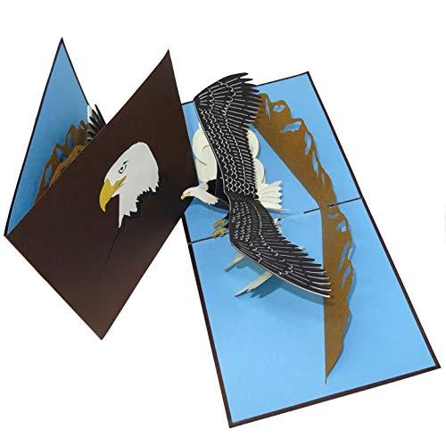 Tarjeta pop up con diseño de águila, Eagle's Wings, tarjeta de cumpleaños y tarjeta de invitación en 3D con sobre, como regalo, cupón e invitación para cumpleaños, viajes de Estados Unidos y América