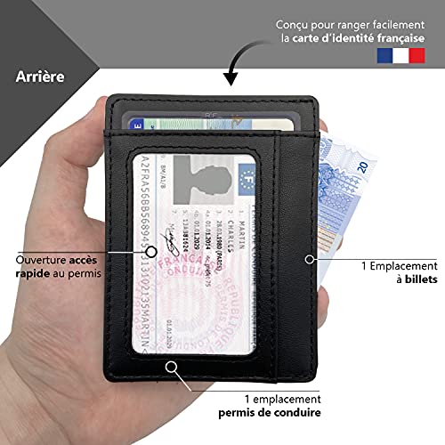 Tarjetero para Tarjetas de Crédito de Cuero – Llavero Gratis – Cartera Hombre – Bloqueo y Seguridad RFID – Pequeña Billetero Integrado con Cremallera