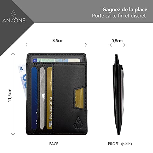 Tarjetero para Tarjetas de Crédito de Cuero – Llavero Gratis – Cartera Hombre – Bloqueo y Seguridad RFID – Pequeña Billetero Integrado con Cremallera