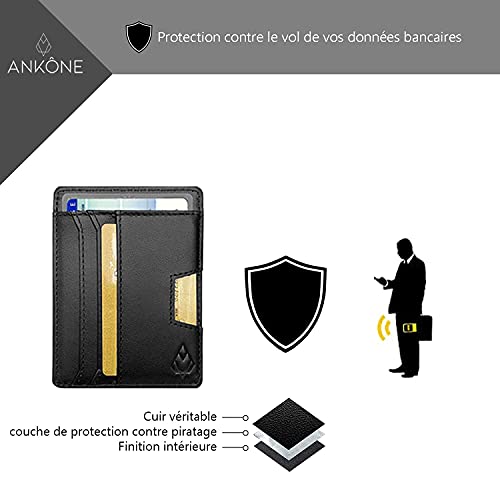 Tarjetero para Tarjetas de Crédito de Cuero – Llavero Gratis – Cartera Hombre – Bloqueo y Seguridad RFID – Pequeña Billetero Integrado con Cremallera