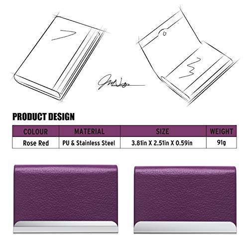 Tarjetero para tarjetas de visita, de piel sintética de lujo, para tarjetas de visita, con tarjetero y estuche de acero inoxidable, para tarjetas de crédito