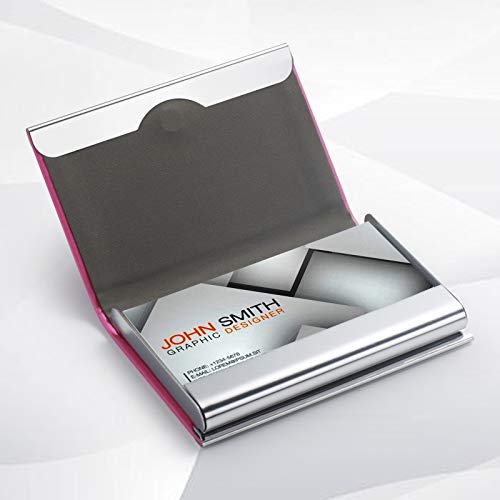 Tarjetero para tarjetas de visita, de piel sintética de lujo, para tarjetas de visita, con tarjetero y estuche de acero inoxidable, para tarjetas de crédito
