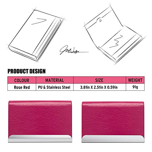 Tarjetero para tarjetas de visita, de piel sintética de lujo, para tarjetas de visita, con tarjetero y estuche de acero inoxidable, para tarjetas de crédito