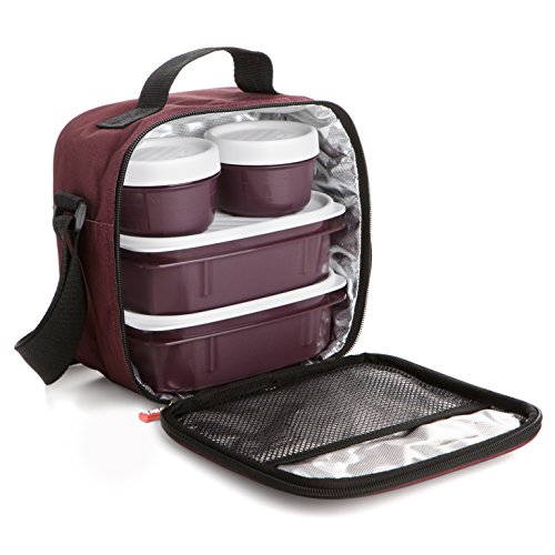 Tatay Urban Food Casual, Bolsa Térmica Porta Alimentos, 3L de Capacidad, con 4 Tuppers Herméticas (2 x 0.5L, 2 x 0.2L), Color Azul con Puntos. Medidas 22.5 x 10 x 22 cm