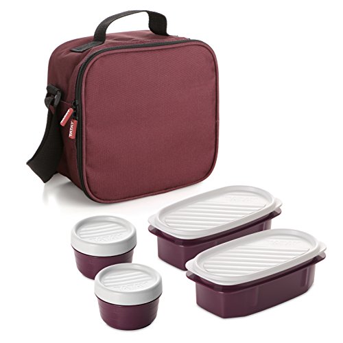 Tatay Urban Food Casual, Bolsa Térmica Porta Alimentos, 3L de Capacidad, con 4 Tuppers Herméticas (2 x 0.5L, 2 x 0.2L), Color Azul con Puntos. Medidas 22.5 x 10 x 22 cm