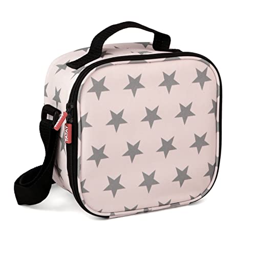 Tatay Urban Food Casual - Bolsa Térmica Porta Alimentos, 3L de Capacidad, con 4 Tuppers Herméticas, 2 x 0.5L, 2 x 0.2L, Color Rosa con Estrellas, Medidas 22.5 x 10 x 22 cm