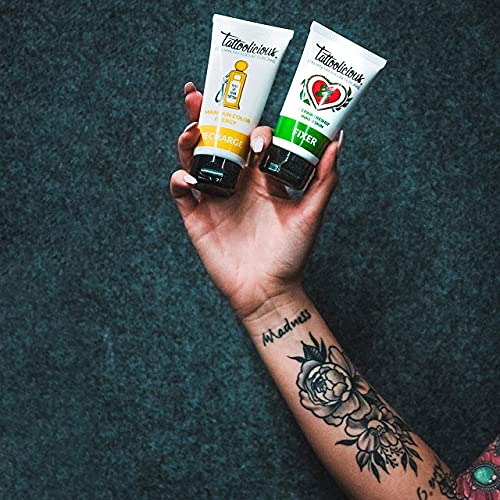 Tattoolicious COMBO CARE - FIXER Crema Calmante con Ingredientes Bio Activos para tatuajes recién realizados, 75 ml + RECHARGE Crema Revitalizante para tatuajes, con Ingredientes Bio Activos, 100 ml