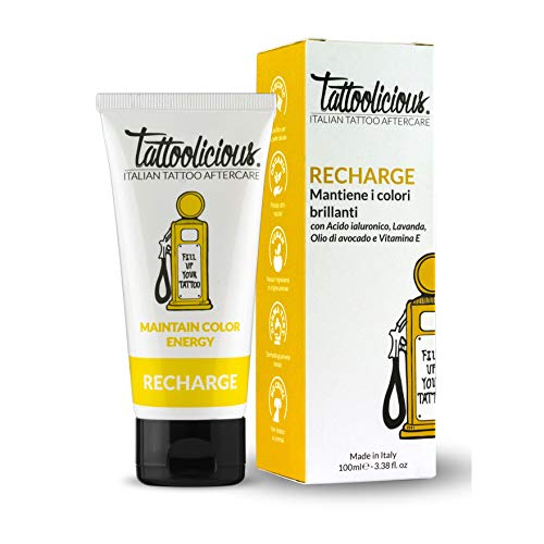 Tattoolicious RECHARGE - Crema de mantenimiento para tatuajes, revitalizante, específica, con ingredientes bioactivos, 100 ml