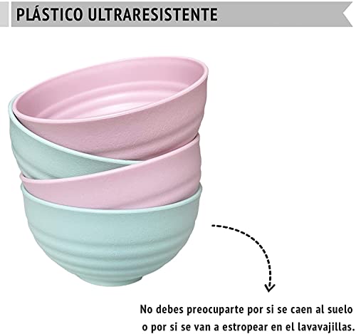 Tazas desayuno grandes 540ml, juego de cuencos desayuno, tazones grandes para cereales, cuenco cereales desayuno saludable, cuenco desayuno irrompible, cuencos aptos para lavavajillas (2und)