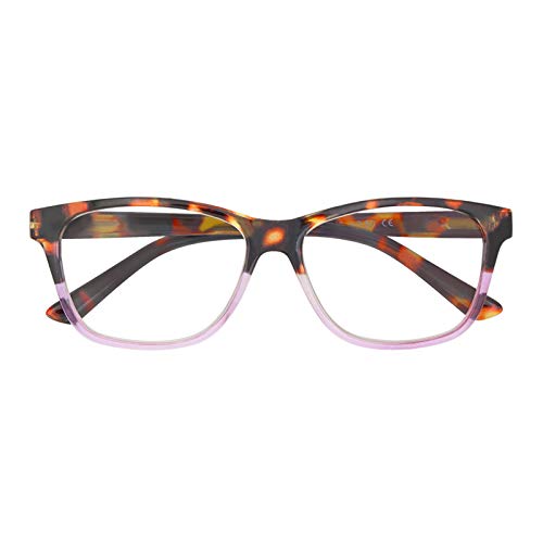 TBOC Gafas de Lectura Presbicia Vista Cansada - Graduadas +2.00 Dioptrías Montura de Pasta [Carey - Lila] de Diseño Moda para Hombre Mujer Unisex Lentes de Aumento para Leer Ver de Cerca