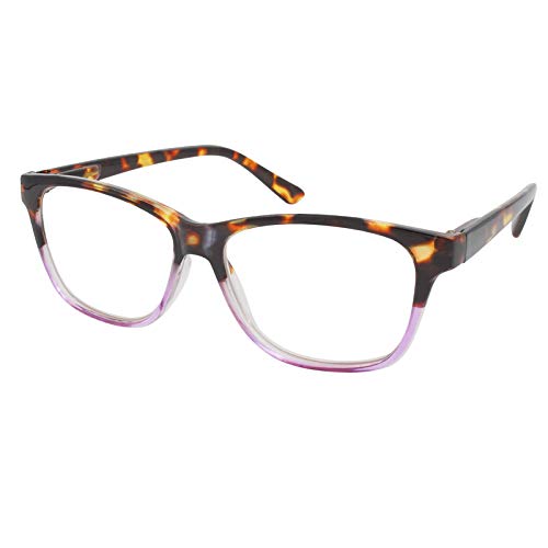 TBOC Gafas de Lectura Presbicia Vista Cansada - Graduadas +2.00 Dioptrías Montura de Pasta [Carey - Lila] de Diseño Moda para Hombre Mujer Unisex Lentes de Aumento para Leer Ver de Cerca