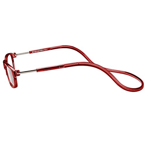 TBOC Gafas de Lectura Presbicia Vista Cansada – Montura Burdeos Graduadas +1.50 Dioptrías Hombre Mujer Regulables Imantadas Magnéticas Plegables Lentes Aumento Leer Ver Cerca Cuello Cierre Imán