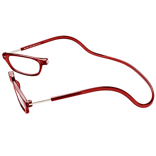 TBOC Gafas de Lectura Presbicia Vista Cansada – Montura Burdeos Graduadas +1.50 Dioptrías Hombre Mujer Regulables Imantadas Magnéticas Plegables Lentes Aumento Leer Ver Cerca Cuello Cierre Imán