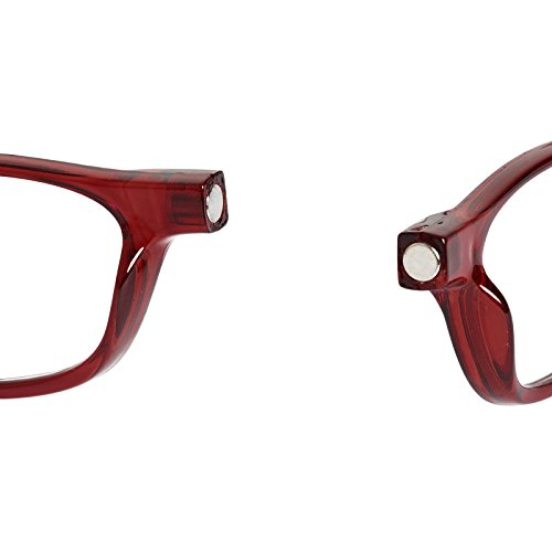 TBOC Gafas de Lectura Presbicia Vista Cansada – Montura Burdeos Graduadas +1.50 Dioptrías Hombre Mujer Regulables Imantadas Magnéticas Plegables Lentes Aumento Leer Ver Cerca Cuello Cierre Imán