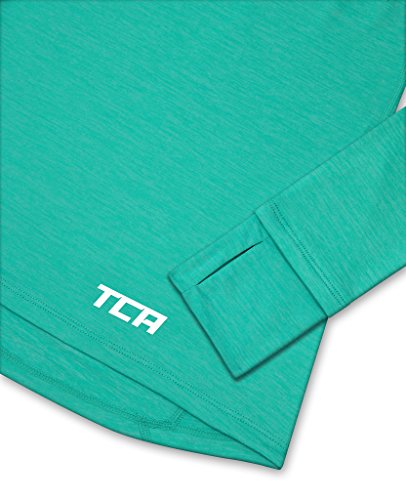 TCA Mujer Elle Camiseta Termica con Cuello en V - Manga Larga - Verde, M