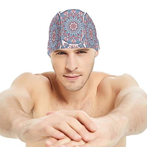 Tcerlcir Gorro Natación Flor de Estilo Oriental Gorro de Piscina para Hombre y Mujer Hecho de Silicona Ideal para Pelo Largo y Corto
